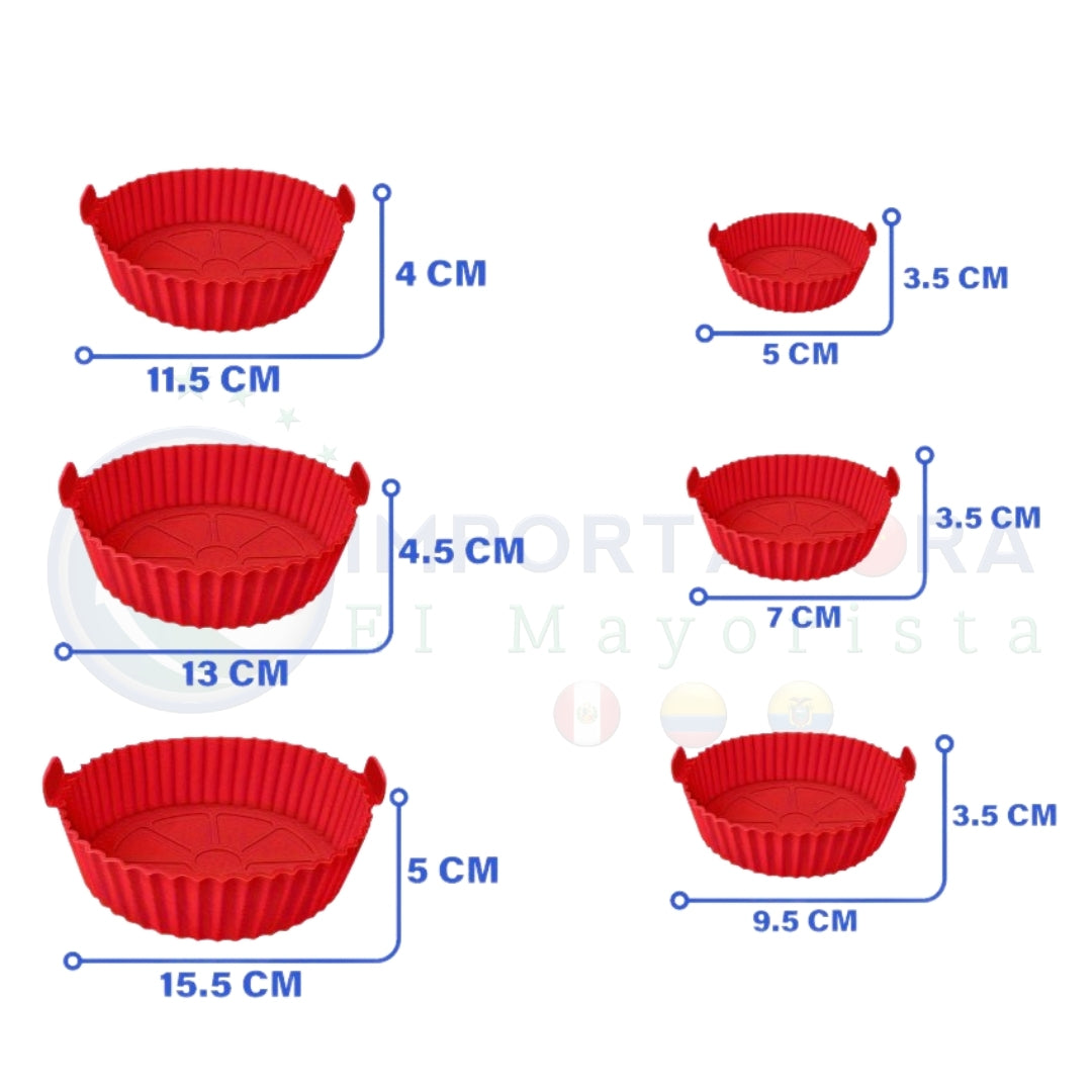 PROMO KIT 6 Moldes de Silicona para Air Fryer – Cocina más limpia, práctica y segura