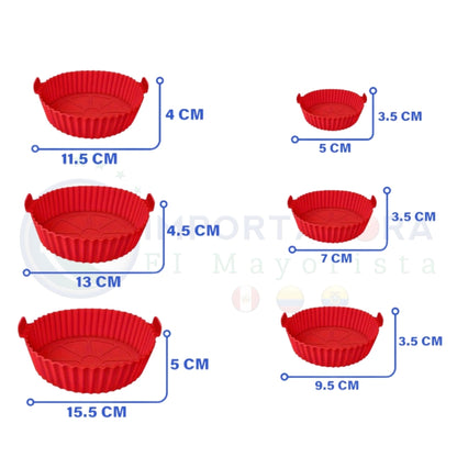 PROMO KIT 6 Moldes de Silicona para Air Fryer – Cocina más limpia, práctica y segura
