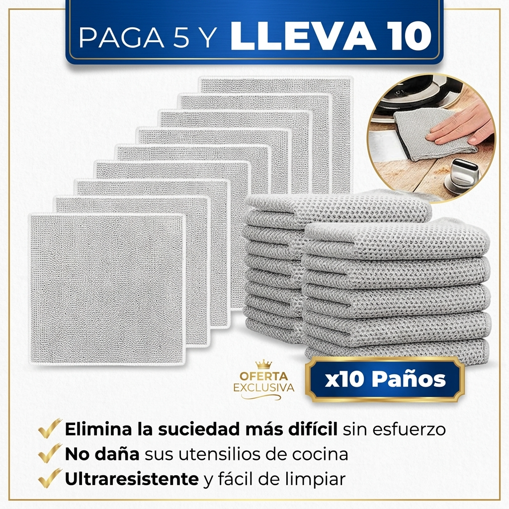 Oferta Compra 5 y lleva 10 Paños de limpieza multiuso de malla metálica
