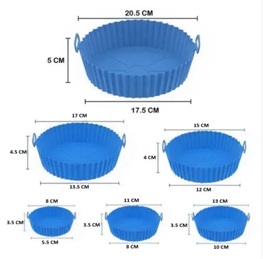 PROMO KIT 6 Moldes de Silicona para Air Fryer – Cocina más limpia, práctica y segura